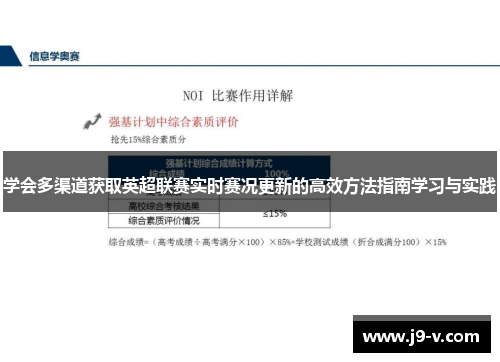 学会多渠道获取英超联赛实时赛况更新的高效方法指南学习与实践