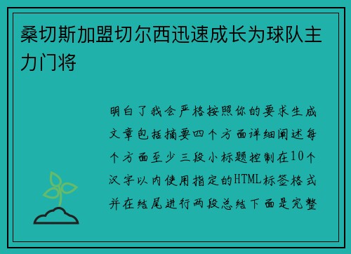 桑切斯加盟切尔西迅速成长为球队主力门将
